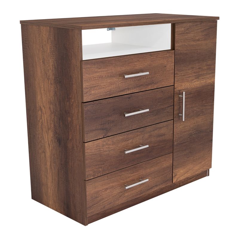 TUHOME - Cómoda Perú 4 Cajones 1 Puerta Caramelo Y Blanco Tuhome