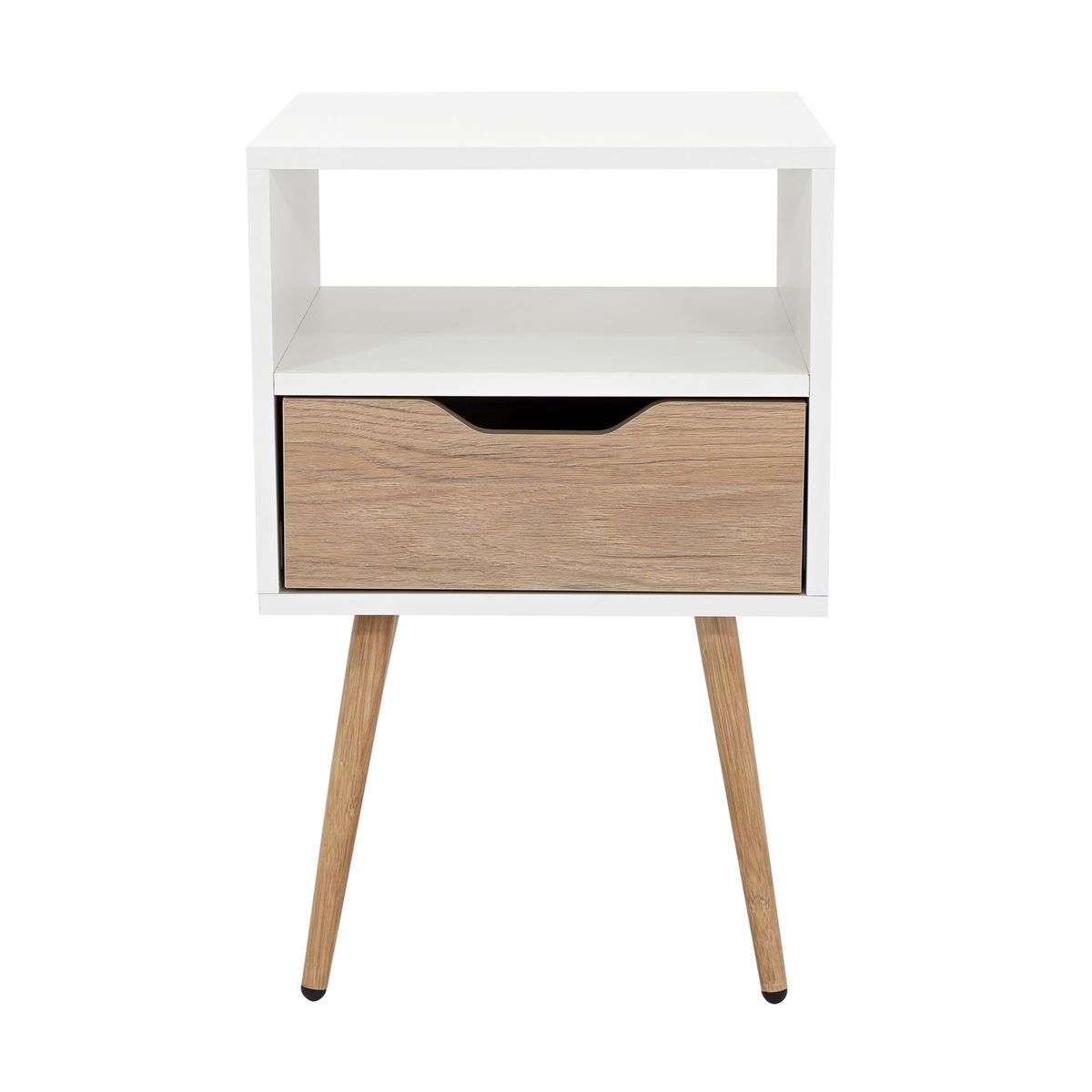 TUHOME - Velador Otom 1 Cajón Blanco Y Rovere Tuhome