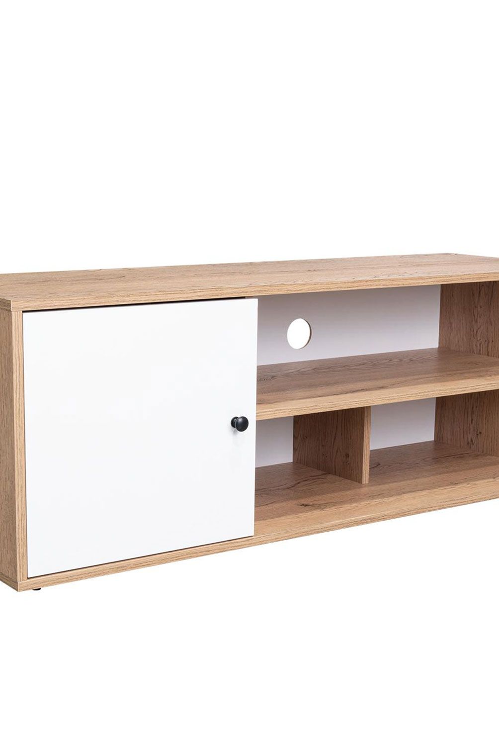 TUHOME - Rack Tv 55" Noah 1 Puerta Macadamia Y Blanco Tuhome