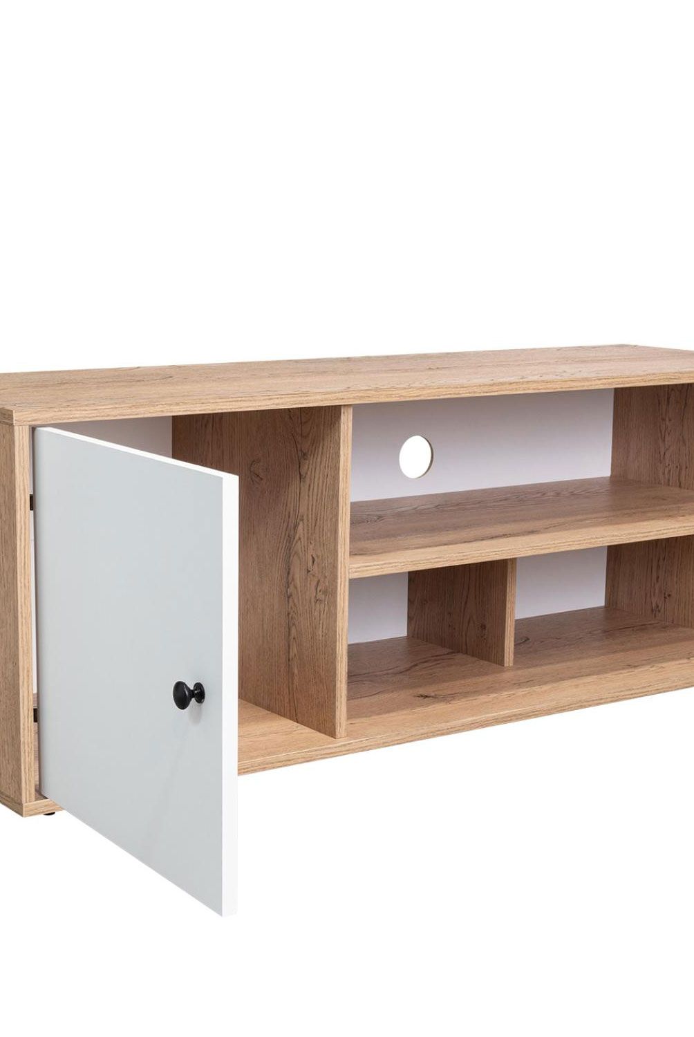 TUHOME - Rack Tv 55" Noah 1 Puerta Macadamia Y Blanco Tuhome