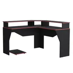 TUHOME - Escritorio Gamer En L Guma Wengue&nbsp;Canto&nbsp;Rojo