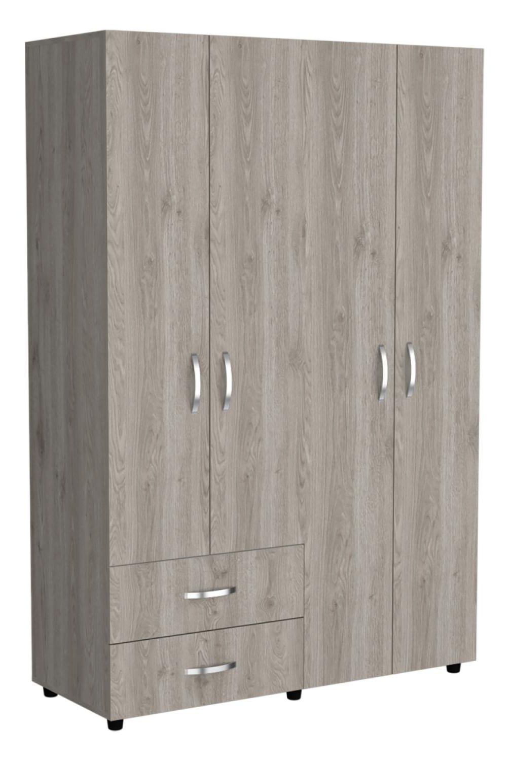 TUHOME - Closet Ankora 4 Puertas 2 Cajones Ceniza Y Blanco Tuhome