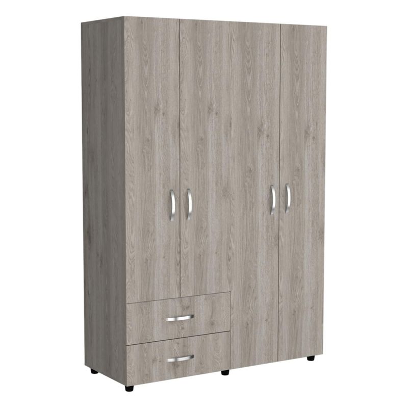 TUHOME - Closet Ankora 4 Puertas 2 Cajones Ceniza Y Blanco Tuhome
