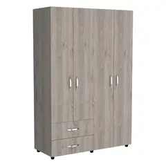 TUHOME - Closet Ankora 4 Puertas 2 Cajones Ceniza Y Blanco