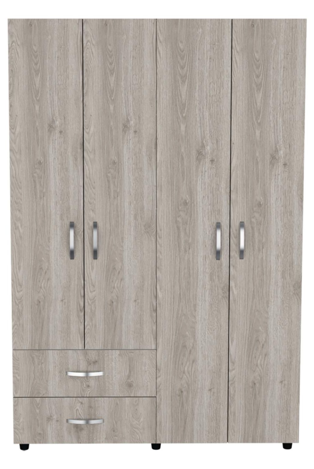 TUHOME - Closet Ankora 4 Puertas 2 Cajones Ceniza Y Blanco Tuhome