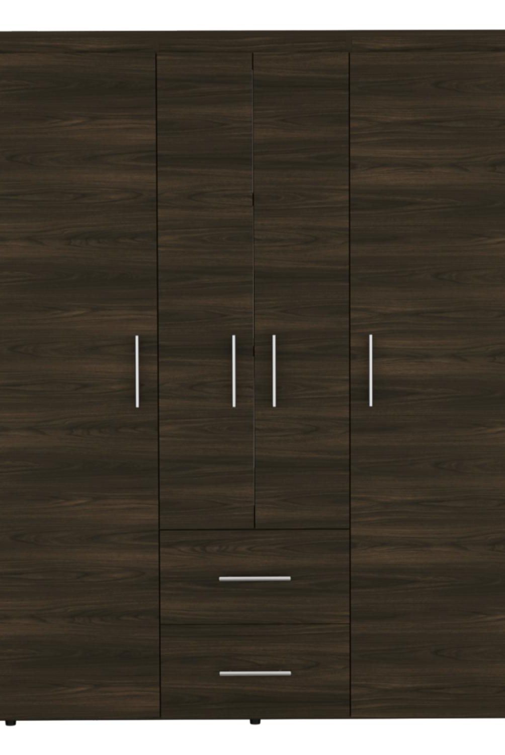 TUHOME - Closet Bariloche Eco 4 Puertas 2 Cajones Nogal Tuhome