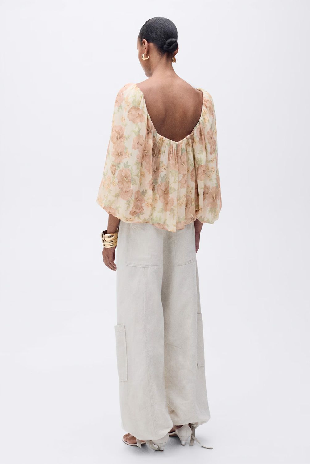 MANGO - Blusa Floral Espalda Abierta Mujer Mango