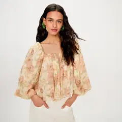MANGO - Blusa Floral Espalda Abierta Mujer