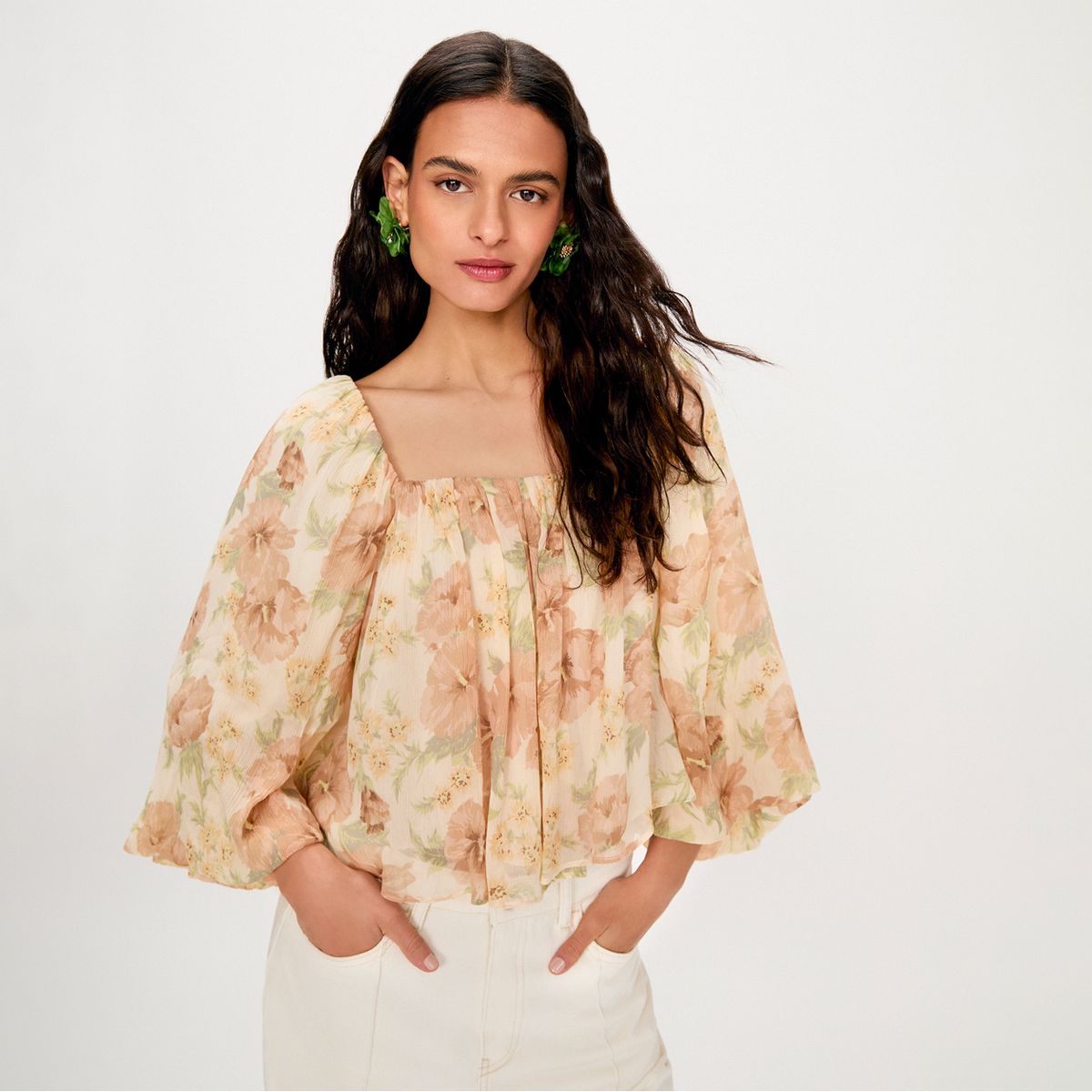 MANGO - Blusa Floral Espalda Abierta Mujer Mango