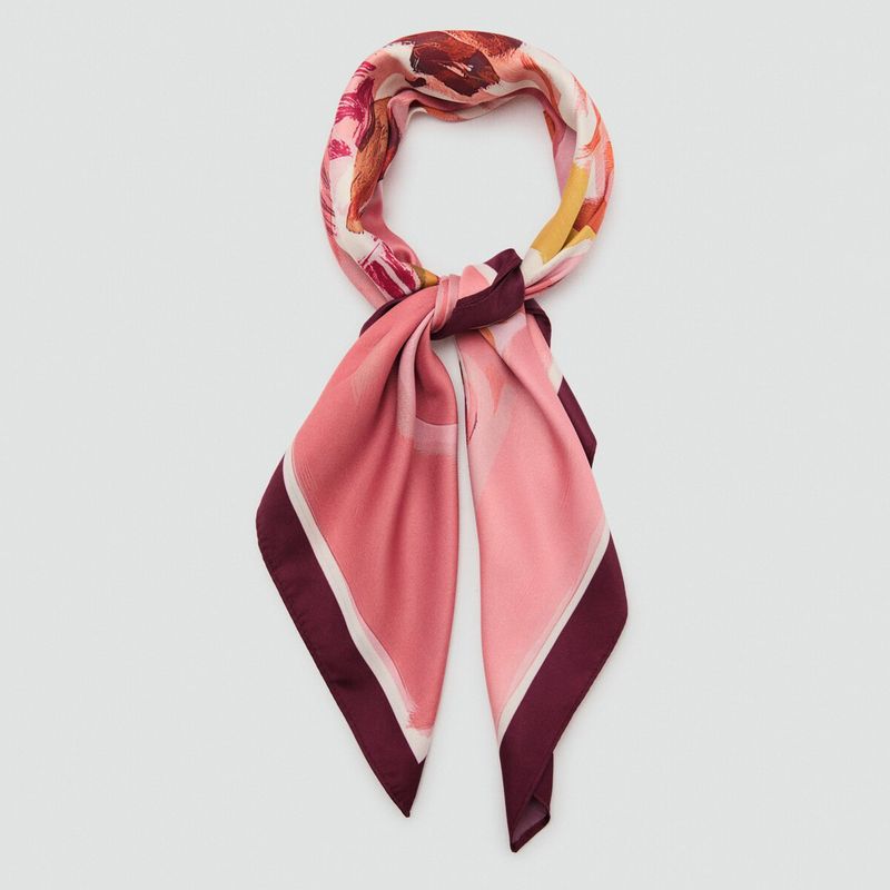 MANGO - Pañuelo Satinado Floral Mujer Mango