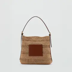MANGO - Bolso Hombro Fibra Natural Mujer