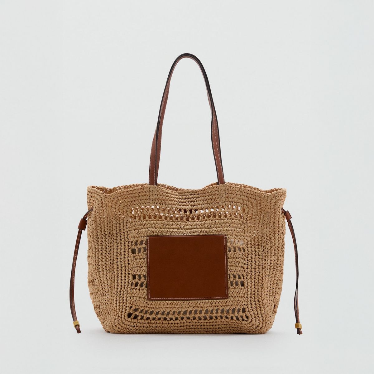 MANGO - Bolso Shopper Fibra Natural Mujer Mango