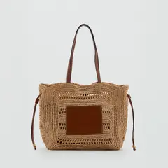 MANGO - Bolso Shopper Fibra Natural Mujer