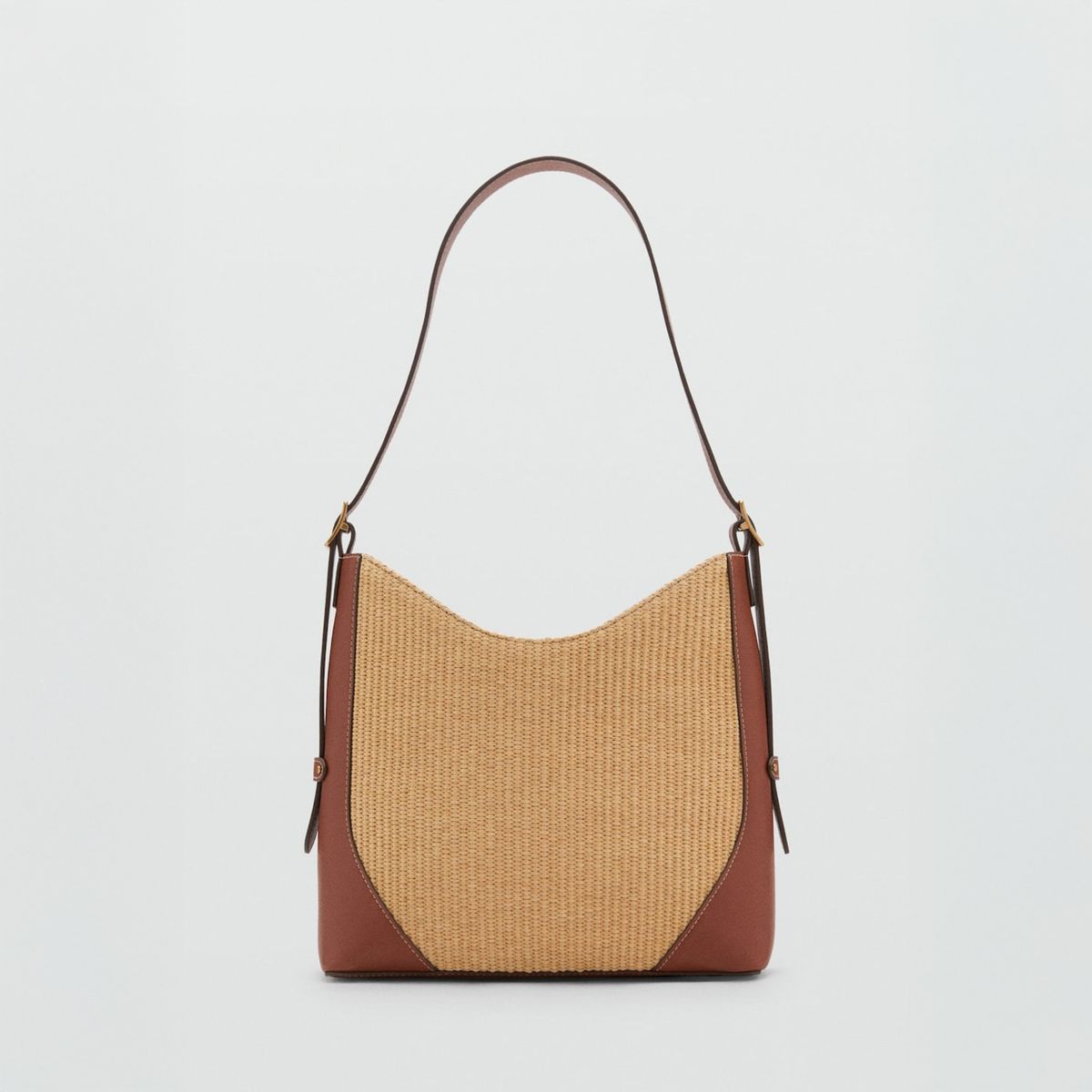 MANGO - Bolso Hombro Canvas Contraste Mujer Mango
