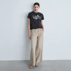 MANGO - Polera Algodón Mensaje Estampado Mujer