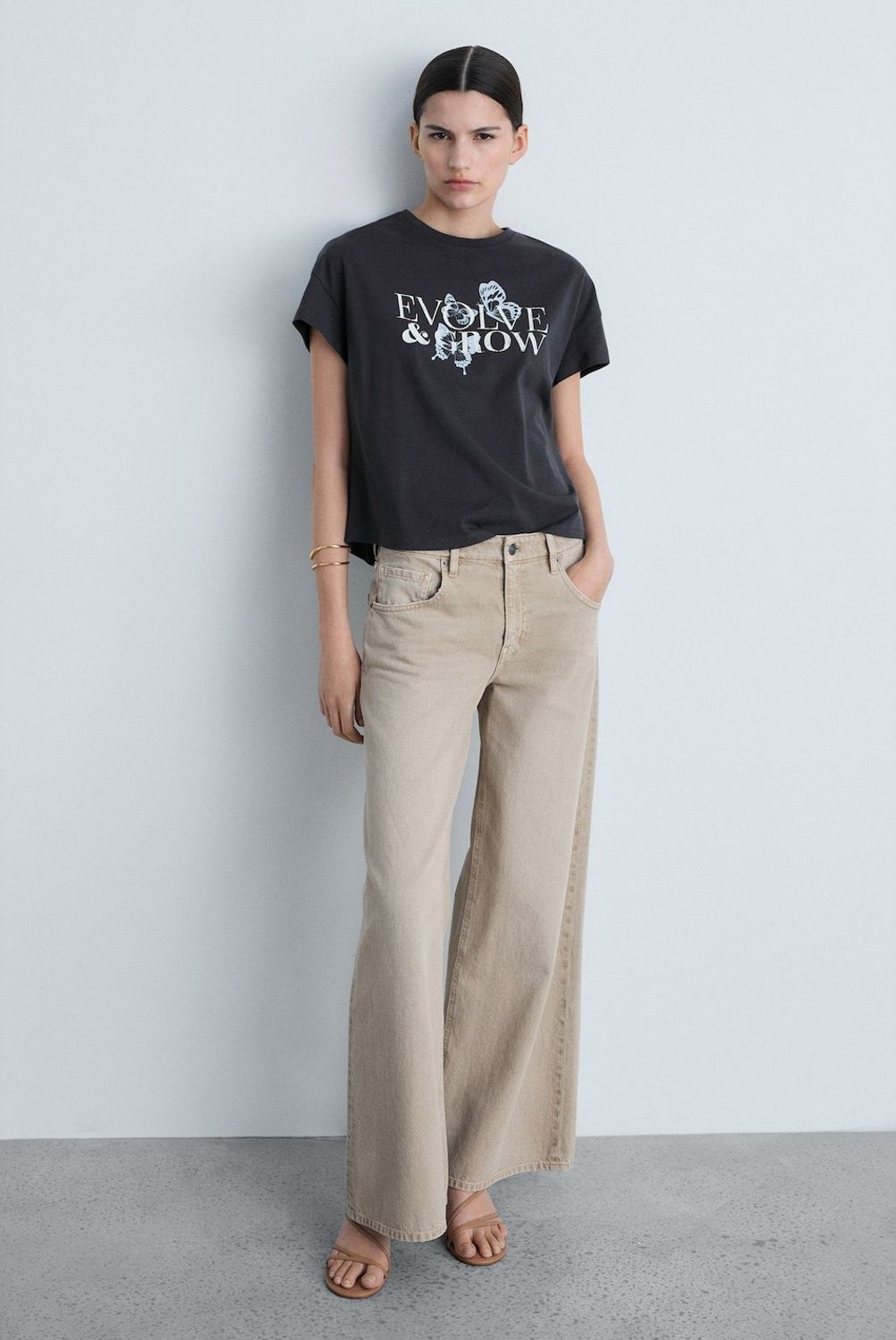 MANGO - Polera Algodón Mensaje Estampado Mujer Mango