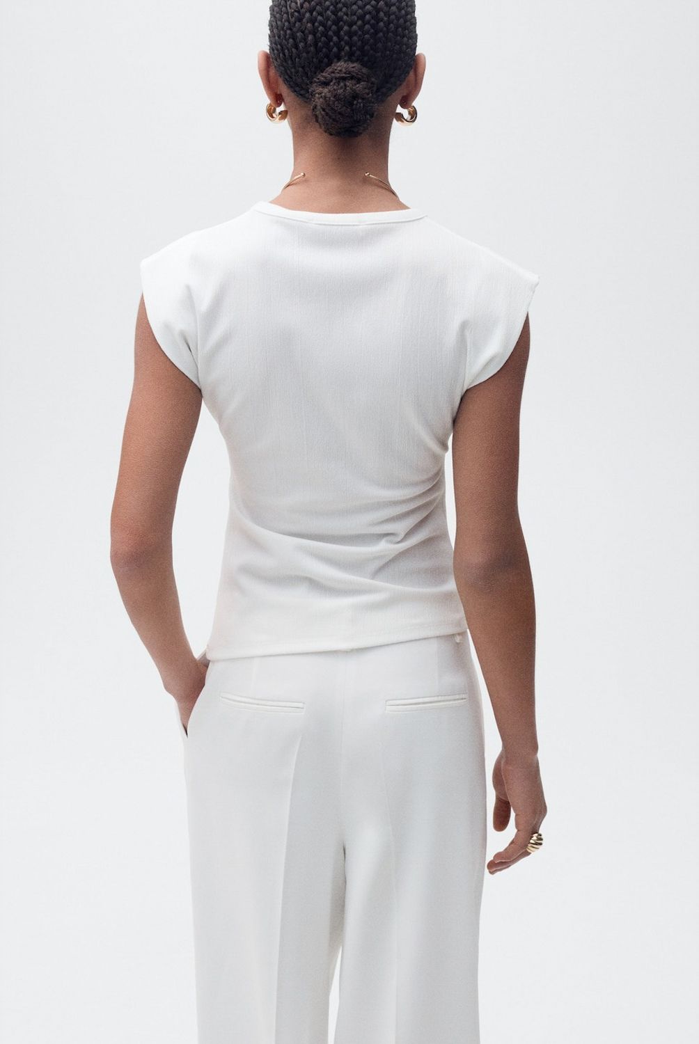 MANGO - Polera Drapeada Sin Mangas Mujer Mango