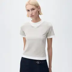 MANGO - Polera Combinada Algodón Mujer