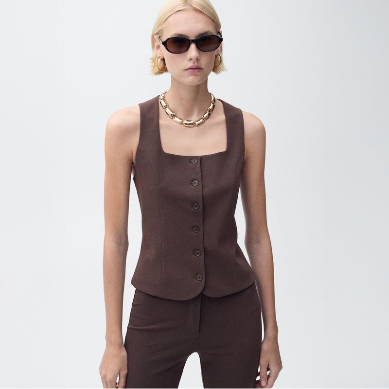 MANGO - Chaleco Traje Entallado Mujer Mango