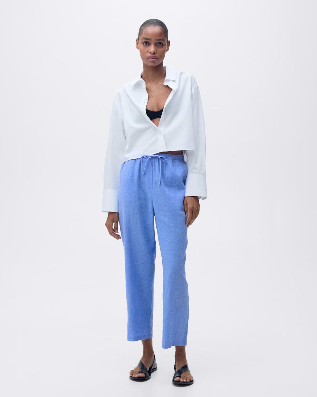 MANGO Pantalón Recto Lino Mujer Mango