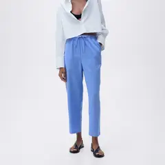 MANGO - Pantalón Recto Lino Mujer