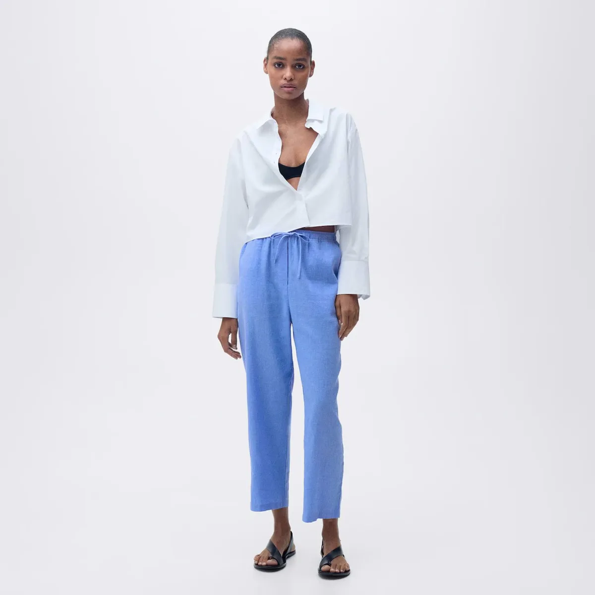 MANGO - Pantalón Recto Lino Mujer Mango