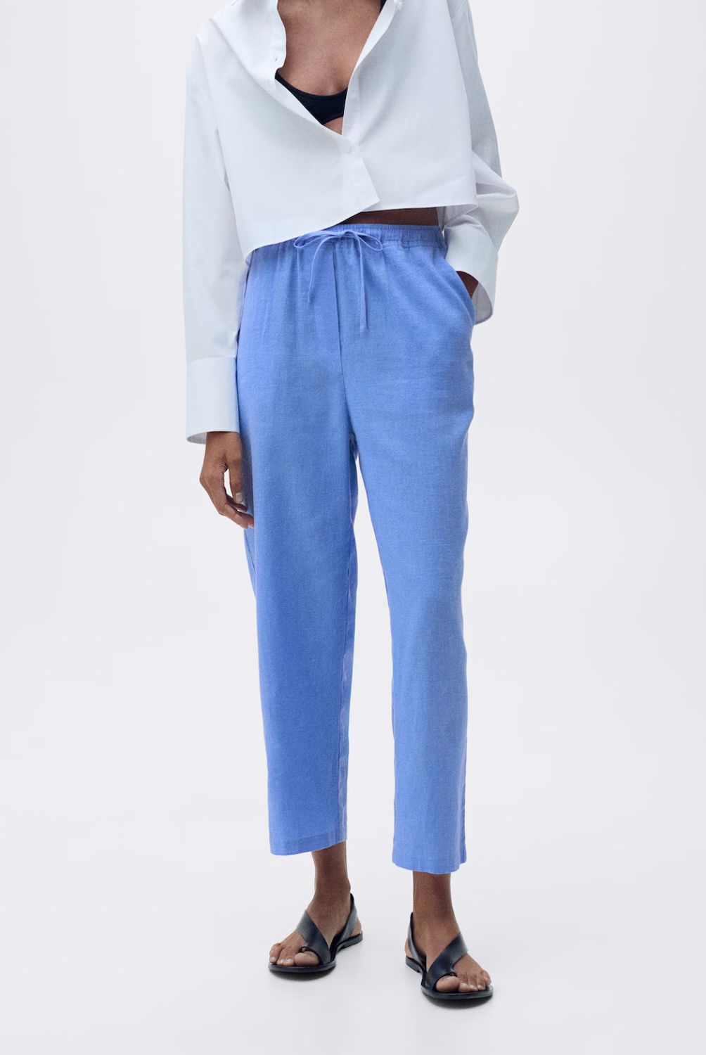 MANGO - Pantalón Recto Lino Mango Mujer