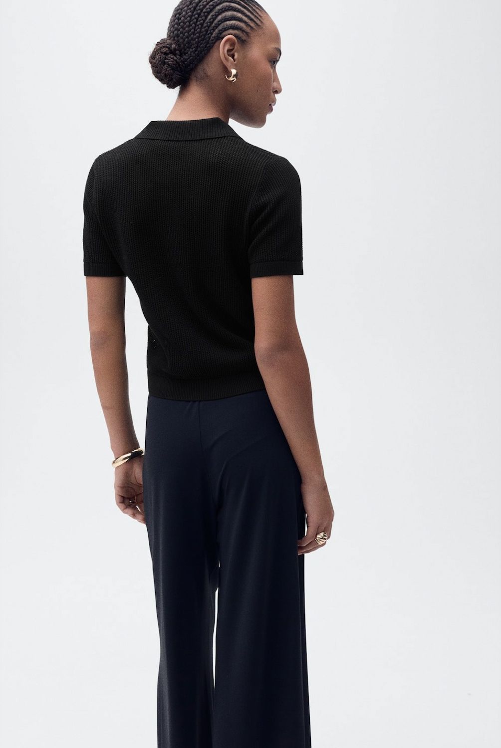 MANGO - Sweater Punto Calado Cuello Polo Mujer Mango