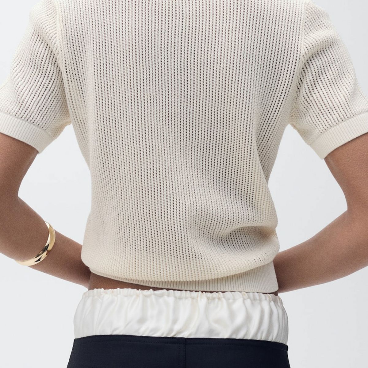 MANGO - Sweater Punto Calado Cuello Polo Mujer Mango