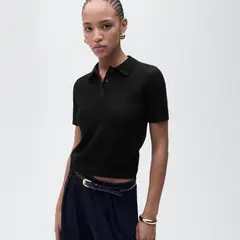 MANGO - Sweater Punto Calado Cuello Polo Mujer