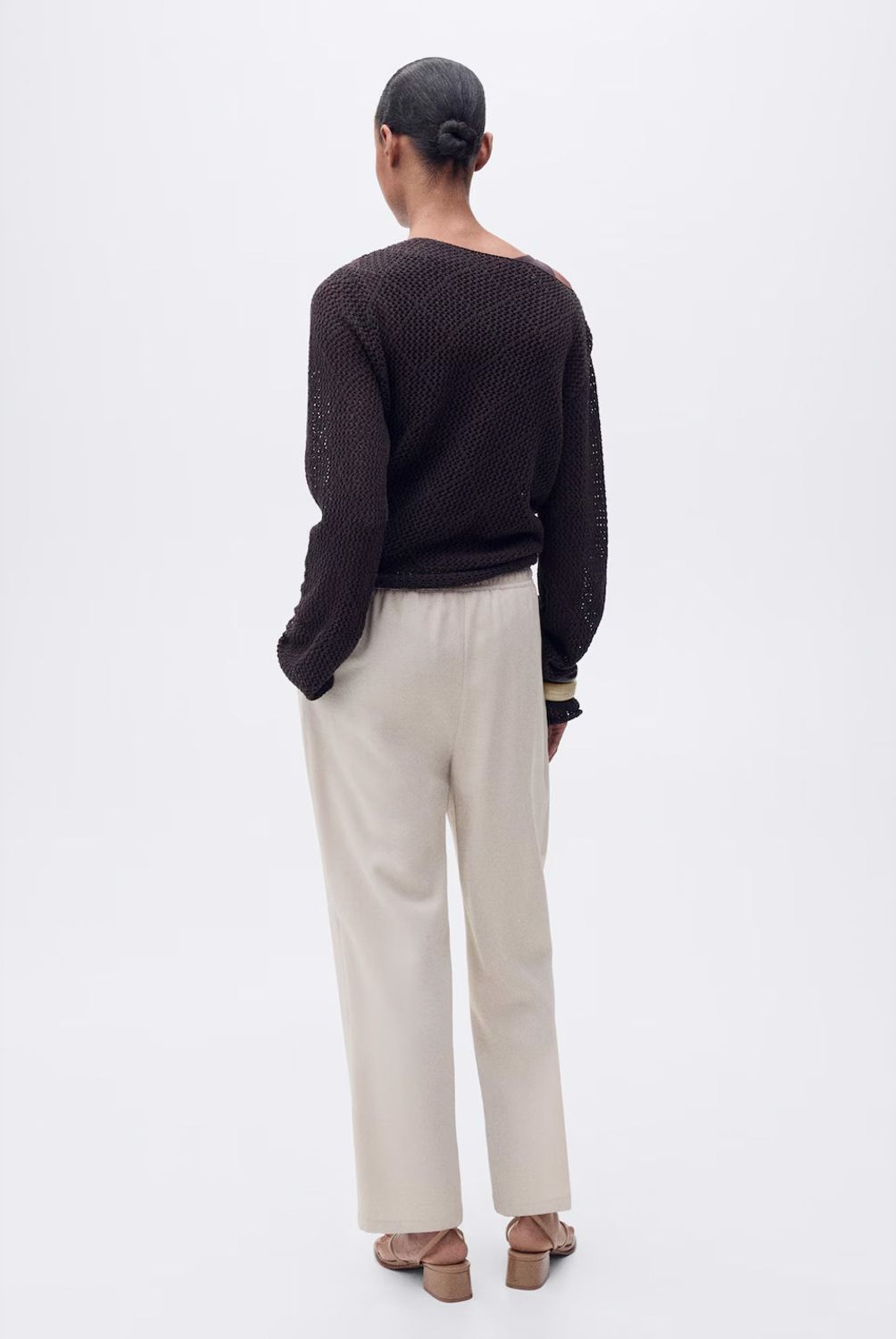 MANGO - Pantalón Fluido Cintura Elástica Mujer Mango