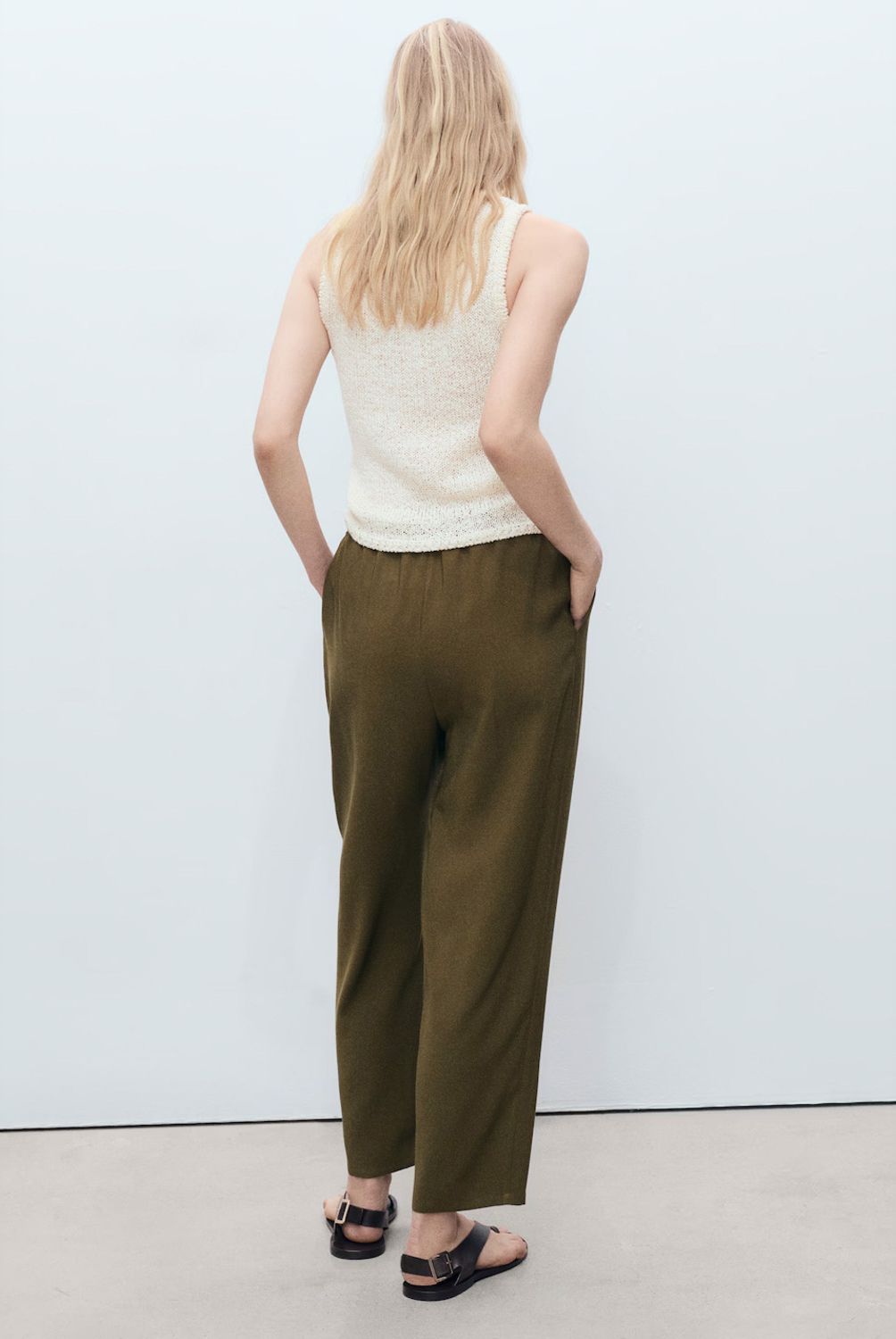 MANGO - Pantalón Fluido Cintura Elástica Mango Mujer
