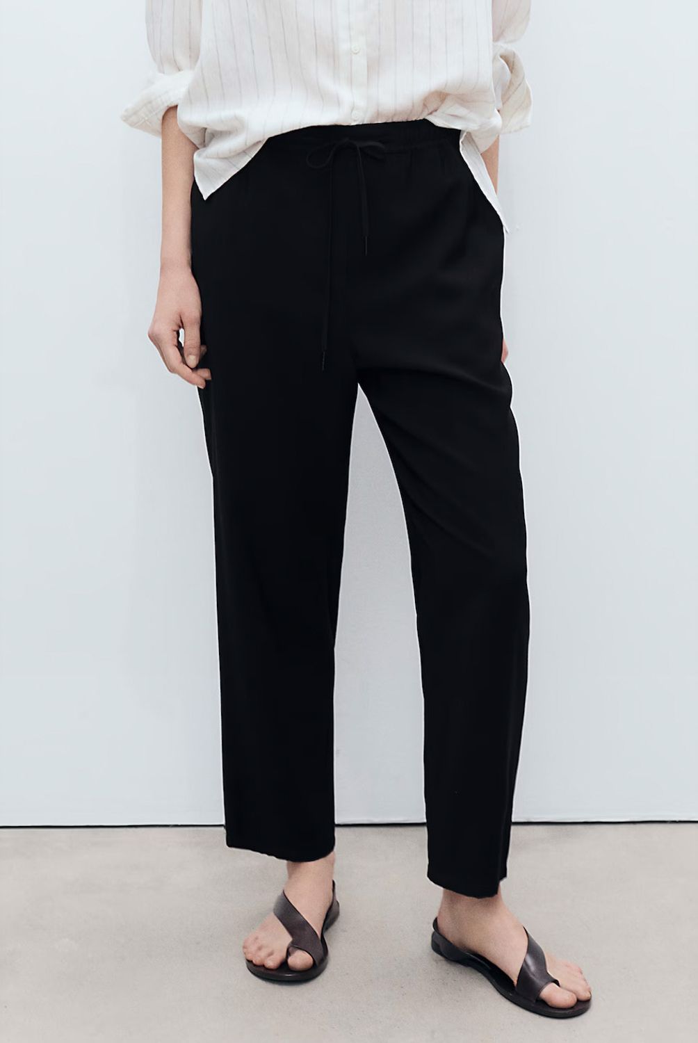 MANGO - Pantalón Fluido Cintura Elástica Mango Mujer