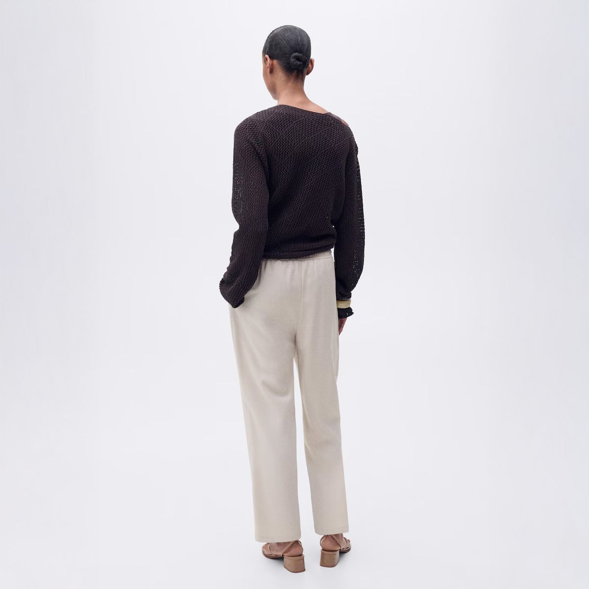 MANGO - Pantalón Fluido Cintura Elástica Mujer Mango