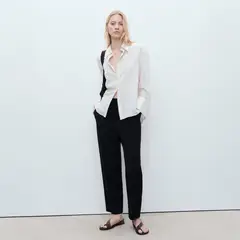 MANGO - Pantalón Fluido Cintura Elástica Mujer