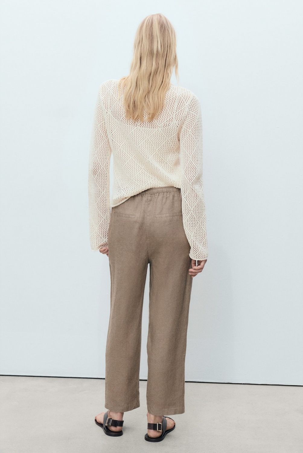 MANGO - Pantalón Recto Crop Lino Mango Mujer