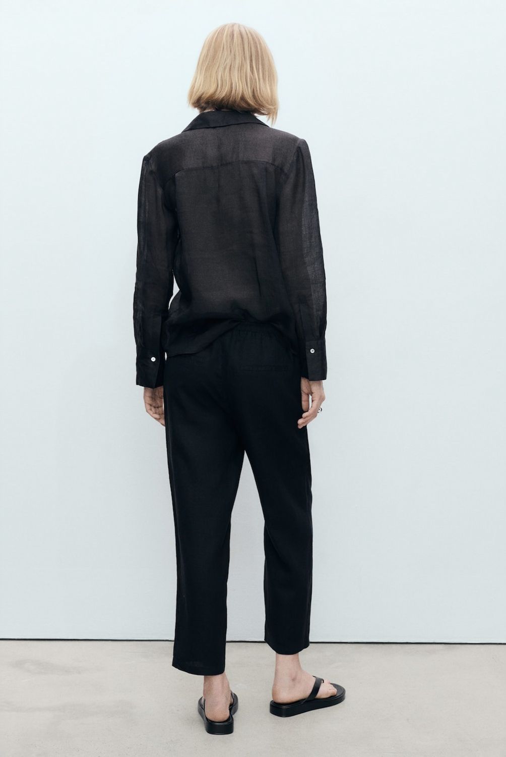 MANGO - Pantalón Recto Crop Lino Mango Mujer