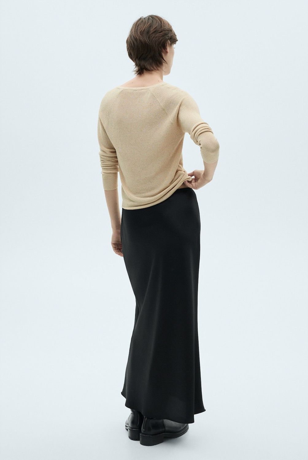 MANGO - Sweater Lúrex Cuello Pico Mujer Mango