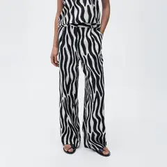 MANGO - Pantalón Recto Estampado Cebra Mujer