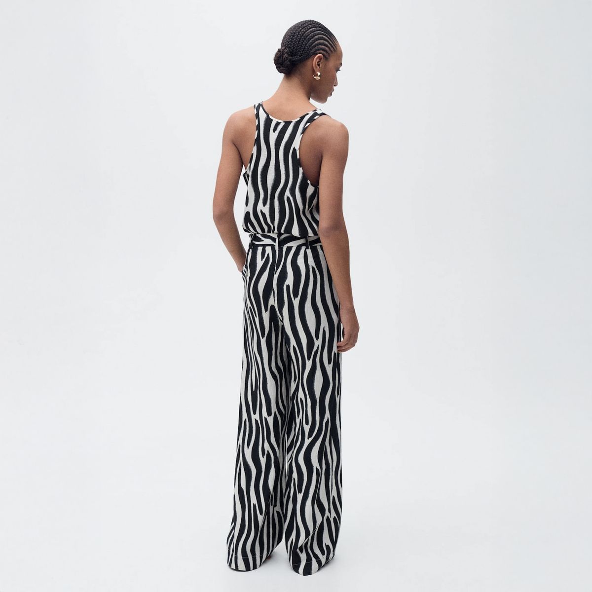 MANGO - Pantalón Recto Estampado Cebra Mujer Mango