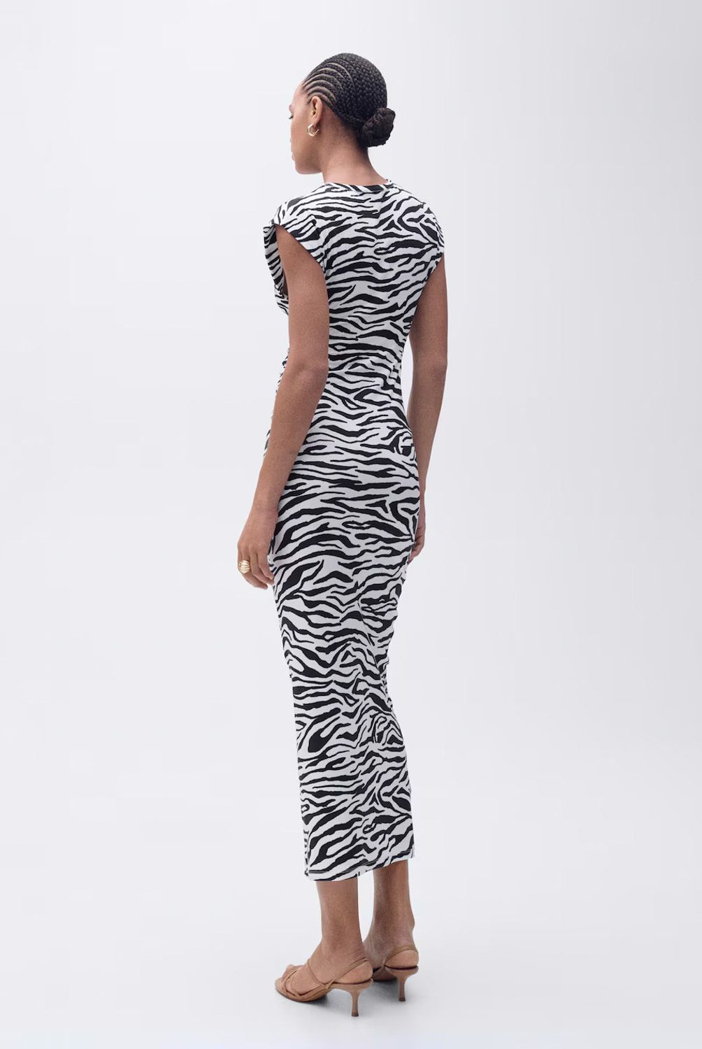 MANGO - Vestido Midi Entallado Cebra Mujer Mango
