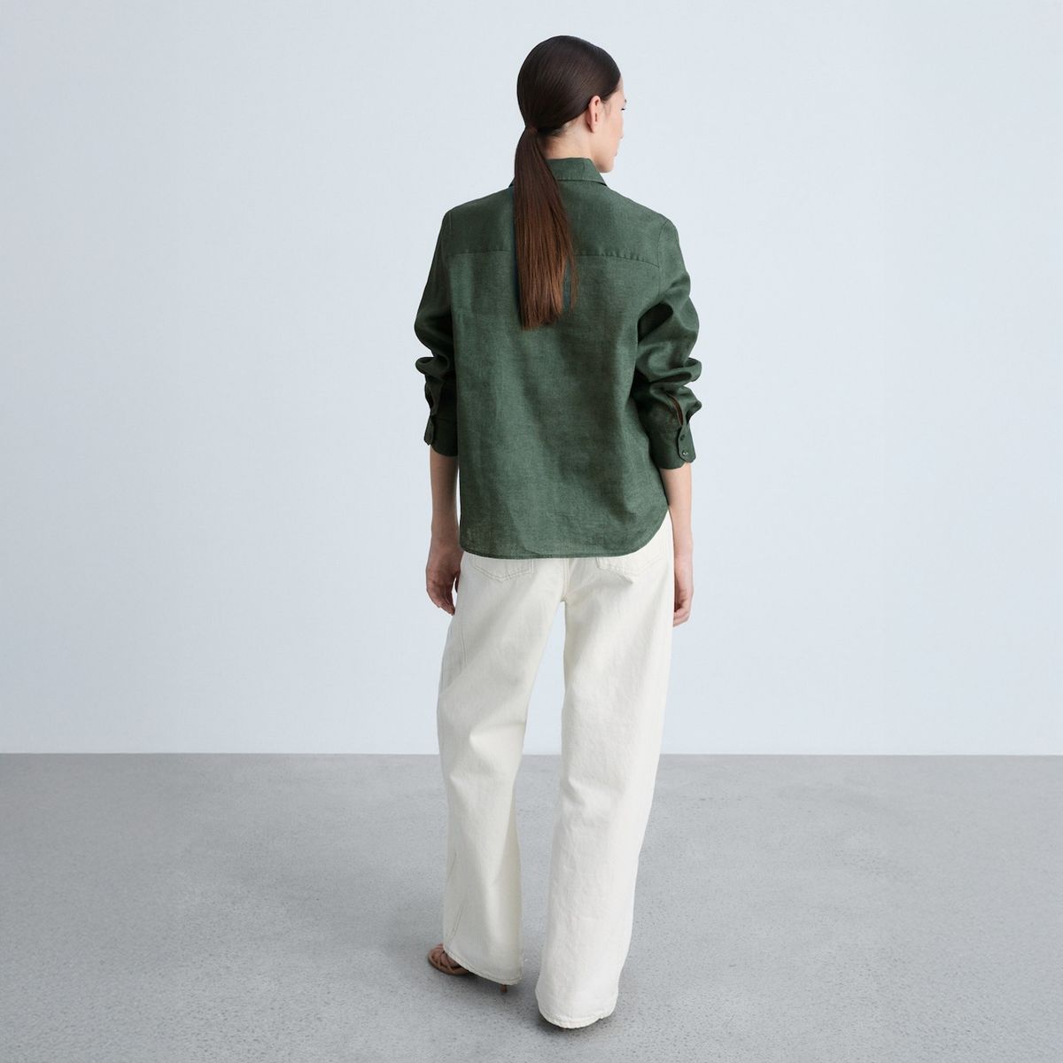 MANGO - Blusa Lino Bolsillo Mujer Mango