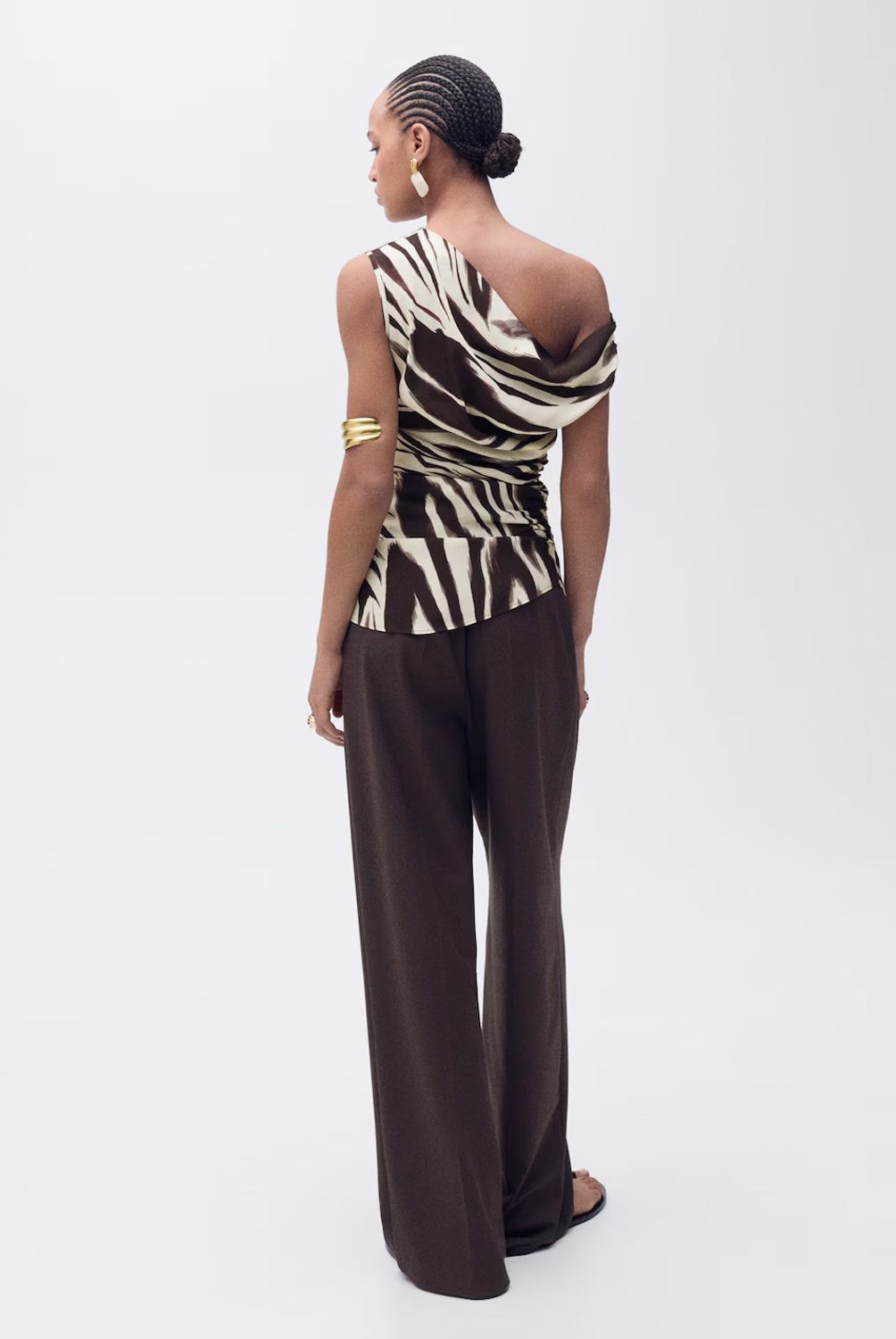 MANGO - Blusa Drapeada Cebra Mujer Mango