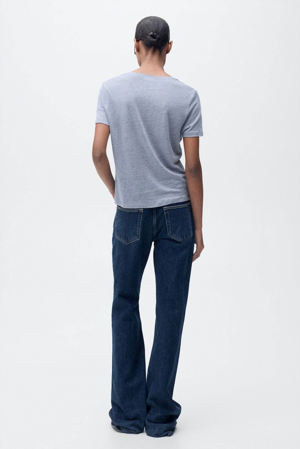MANGO - Polera Lino Cuello Pico Mujer Mango