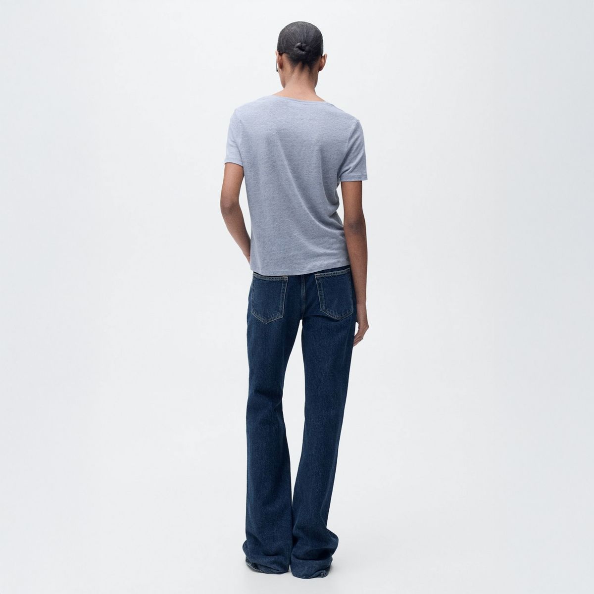 MANGO - Polera Lino Cuello Pico Mujer Mango