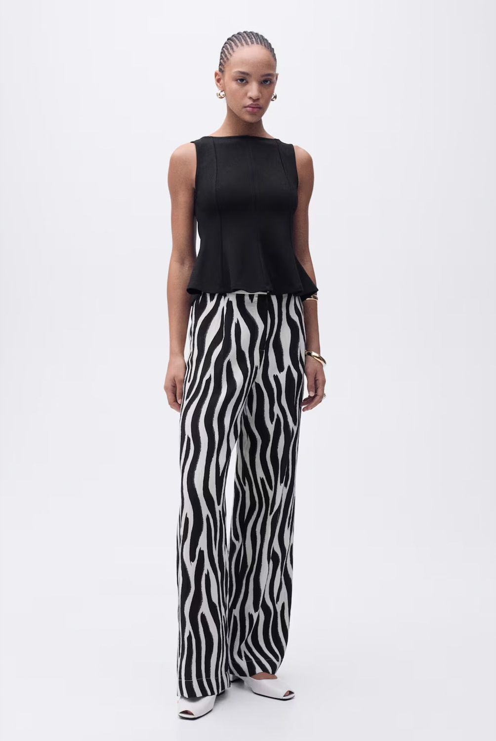 MANGO - Top Peplum Detalle Costuras Mujer Mango