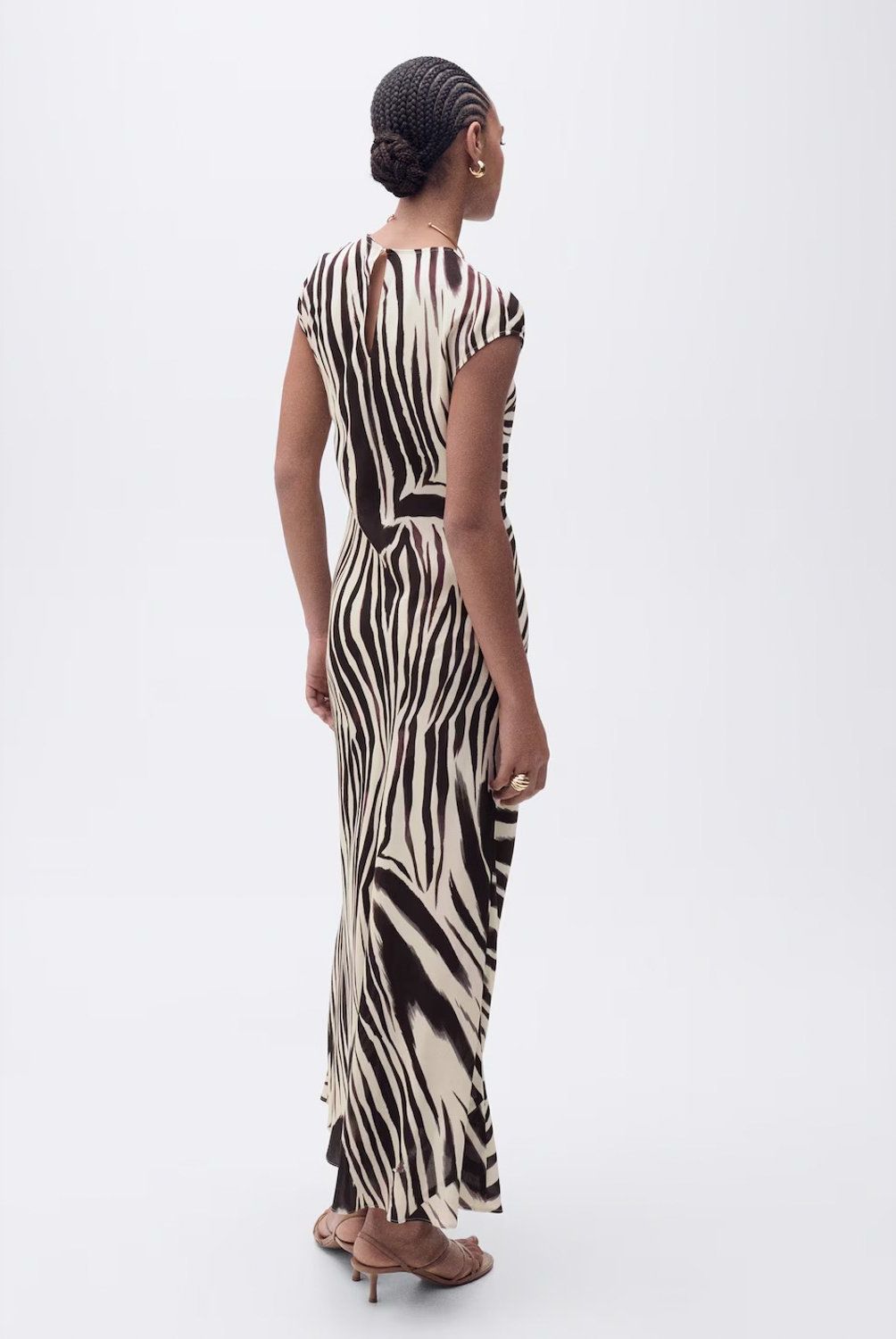 MANGO - Vestido Midi Estampado Cebra Mujer Mango
