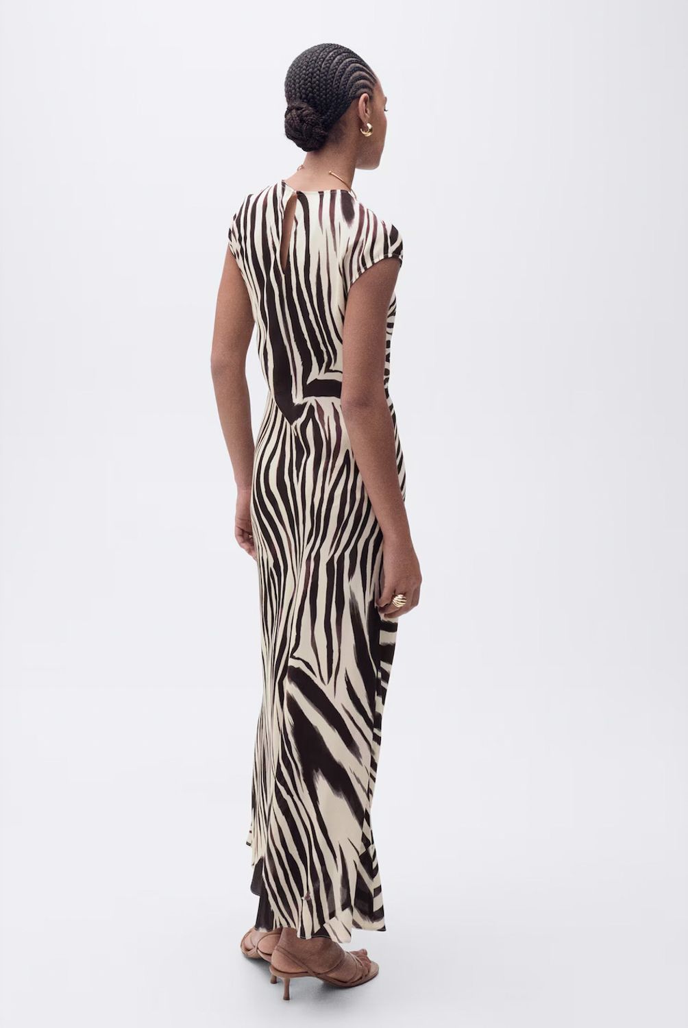 MANGO - Vestido Midi Estampado Cebra Mujer Mango