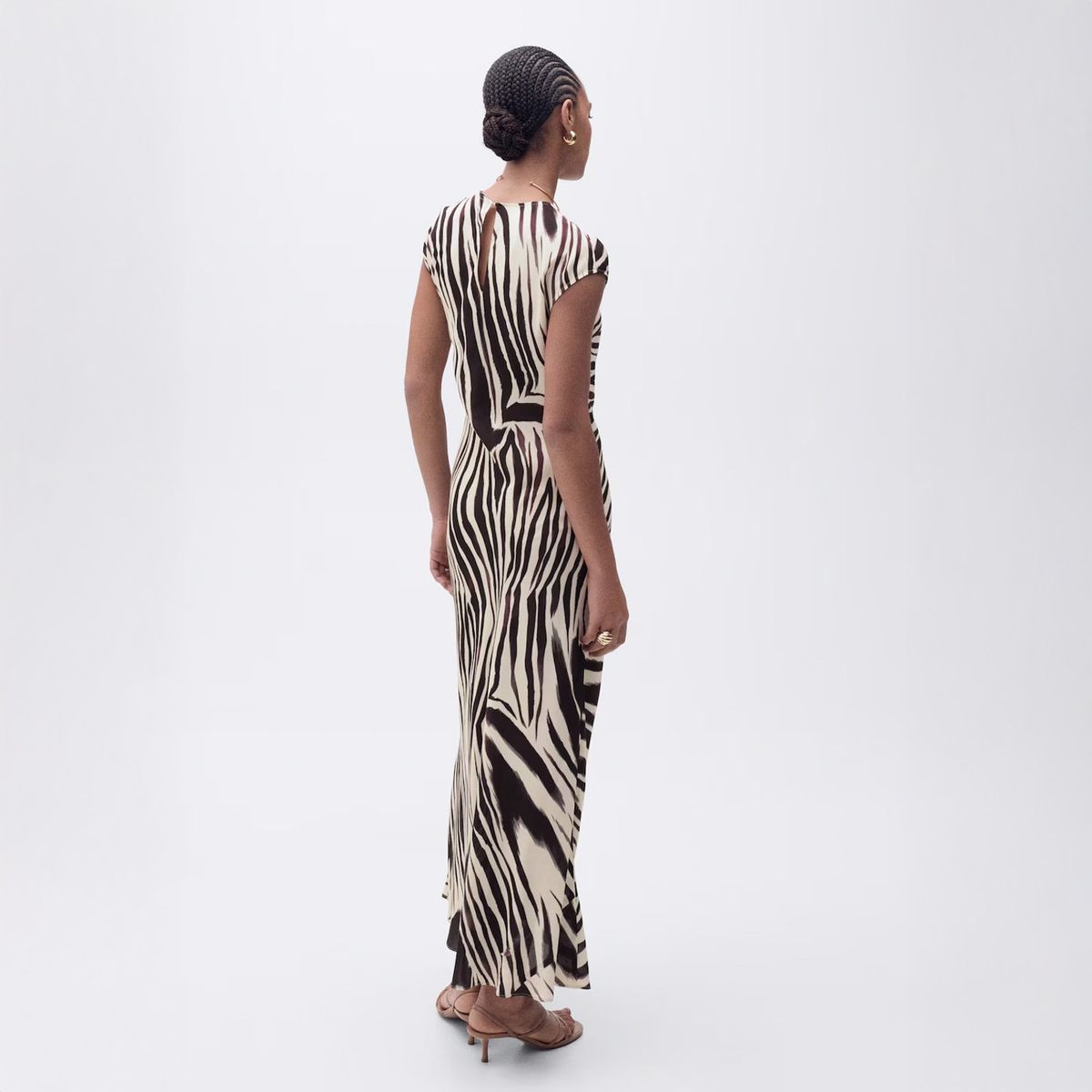 MANGO - Vestido Midi Estampado Cebra Mujer Mango