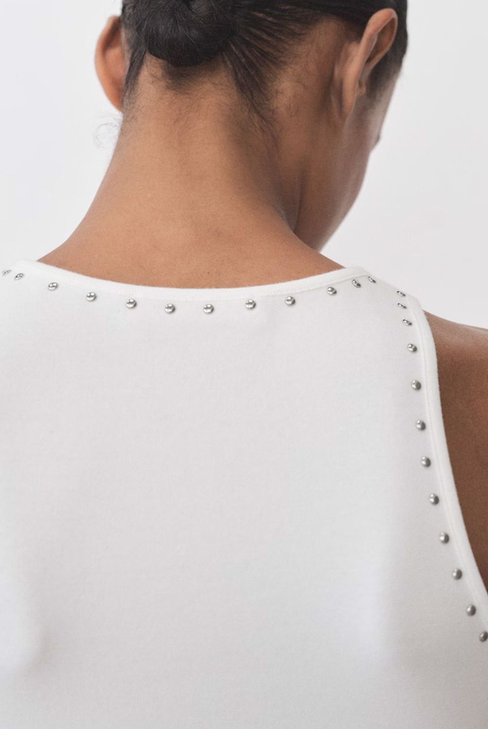 MANGO - Top Algodón Detalle Tachuelas Mujer Mango